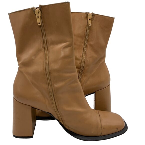 Stephane Kelian Heel Boots Women’s Sz 7 Side Zip Mid Calf Cap Toe Camel. #3 - Picture 5 of 12